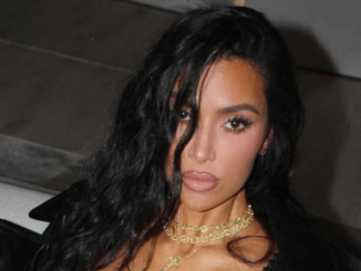 In the leather bra, Kim Kardashian displays curves in an eye-catching display