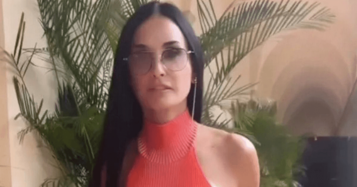 Braless Demi Moore looks gorgeous in a see-through dress while demonstrating her ageless figure